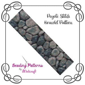 Nature 1 Stones Peyote Bracelet Pattern - Odd Count Peyote Stitch Chart - Using Miyuki Delicas!