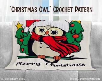 Christmas Owl Blanket Crochet Pattern | Graphghan Chart (PDF)