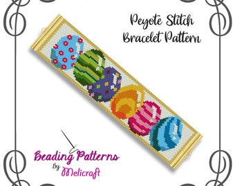 Cheery Easter Eggs Peyote Bracelet Pattern - Even Count Peyote Stitch Chart - Using Miyuki Delicas!