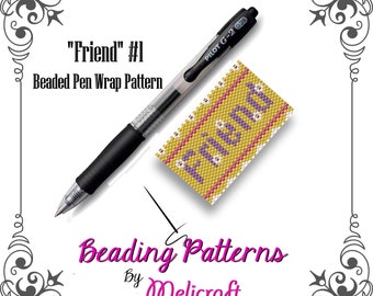 Mönster för pärlbroderi med penna - "VÄN #1" - Omedelbar nedladdning - Peyote Stitch