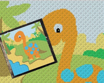 Dino Land  Blanket Throw -  C2C Graphghan Crochet Pattern/Chart/Graph PLUS  FREE Written Patterns