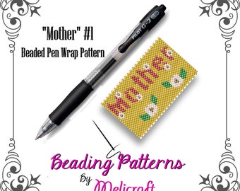 Mönster för pärlbroderi med penna - "MAMMA #1" - Omedelbar nedladdning - Peyote-stygn
