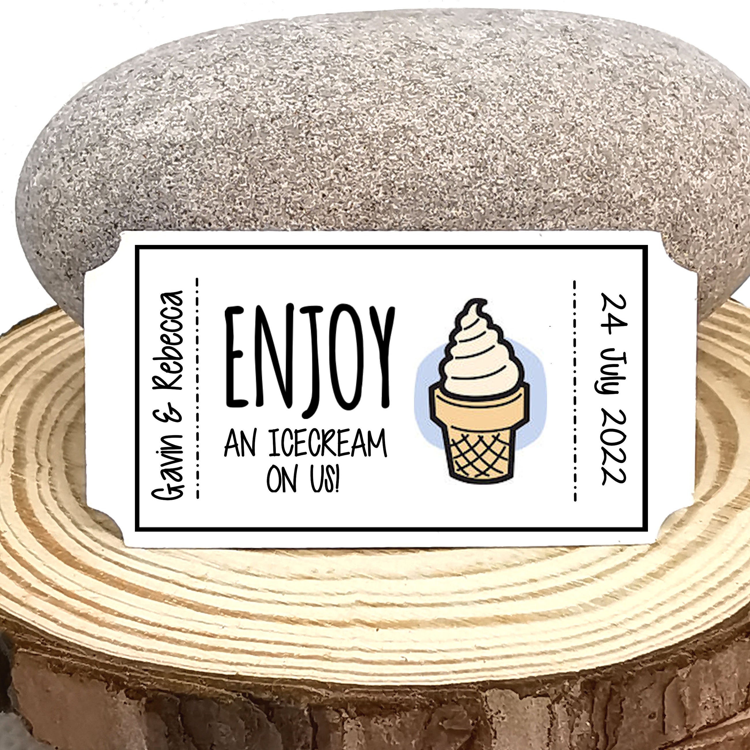 Ticket Style "Free Icecream" Tokens for Weddings/Birthday Parties 25