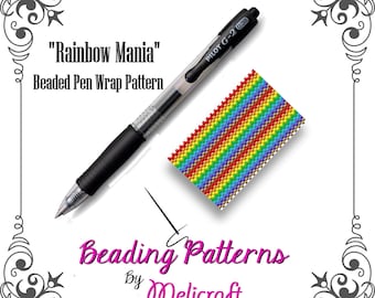 Mönster för pärlbroderi med penna - "RAINBOW MANIA" - Omedelbar nedladdning - Peyote Stitch