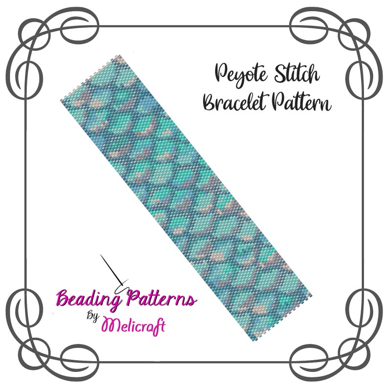 Mermaid Scales Peyote Bracelet Pattern Even Count Peyote Stitch Chart Using Miyuki Delicas imagem 1