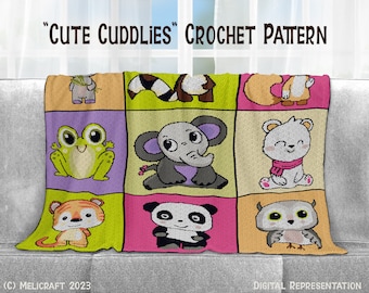 Cute Animals Blanket Crochet Pattern | Graphghan Chart (PDF)