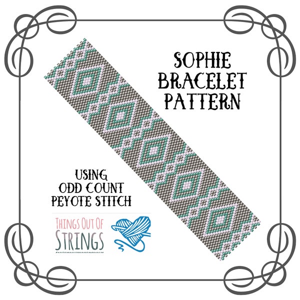 Sophie Peyote Bracelet Pattern - Odd Count Peyote Stitch Chart - Using Miyuki Delicas!