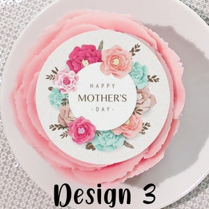 Edible Cupcake Toppers Mother's Day Cake Toppers 4 designs and 3 sizes available image 5