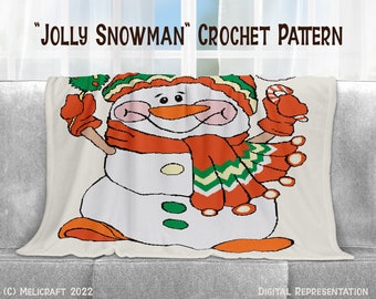 Jolly Snowman Crochet Blanket Pattern: Graphghan, Pixel Crochet (PDF)