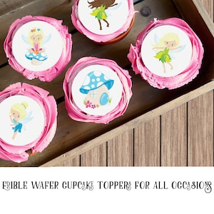 Precut Fairy Cupcake Toppers: Edible Wafer Card, 4 Sizes