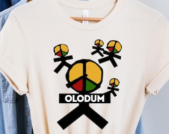 Débardeur Olodum Brazil - Message Peace Love Happiness, Coupe Classique, Manches Doubles - T-shirt Décontracté