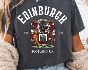 Edinburgh Komfort Farben Tshirt, Edinburgh T-Shirt, Edinburgh Shirt, Schottland Geschenk, Schottland T-Shirt, T-Shirt im schottischen Stil, Edinburgh Souvenir