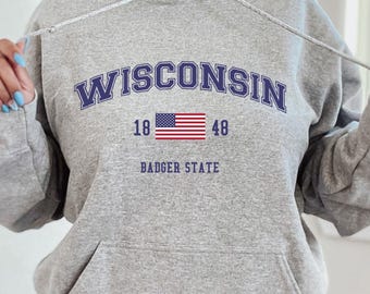 Wisconsin hoodie, Wisconsin Shirt, Wisconsin Fan Crewneck, Distressed Wisconsin Shirt, Wisconsin Gift
