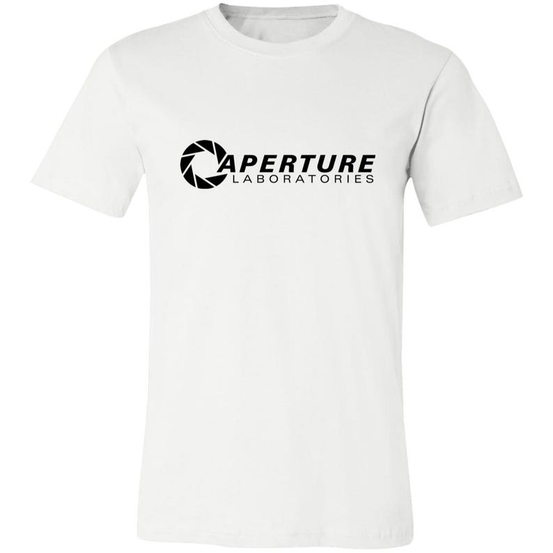 Aperture Laboratories T-Shirt, Aperture Laboratories T-Shirt, Aperture Labs Vertical Logo Tshirt, Retro Gamer Tee, Video Gaming Collectible image 4