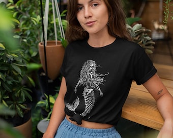 Sailor's Ruin, zeemeermin, sirene, sirene, skelet, diepdonkere zeedieren, monster T-shirt meisjes