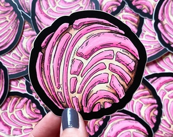 Pink Concha Sticker, Pan Dulce Decal, Waterproof Die-Cut