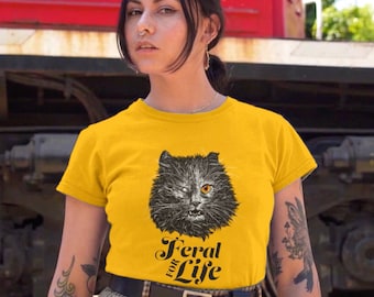 T-shirt portret portret wilde kat, Golden Eyed Black Cat Art