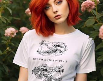 Opossum Skull Mossy T-shirt, Dark Academia-uniseks shirt
