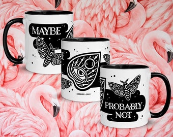 Ceramic mug "Indecisive Oracle" sphinx moths and ouija planchette