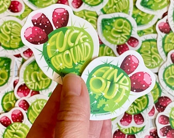 Prickly Pear Cactus Vinyl Sticker Set, "F*ck Around, Find Out" Art