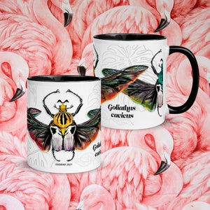 Ceramic mug &quot;Goliath Beetle&quot;, bug mug, Entomology Art