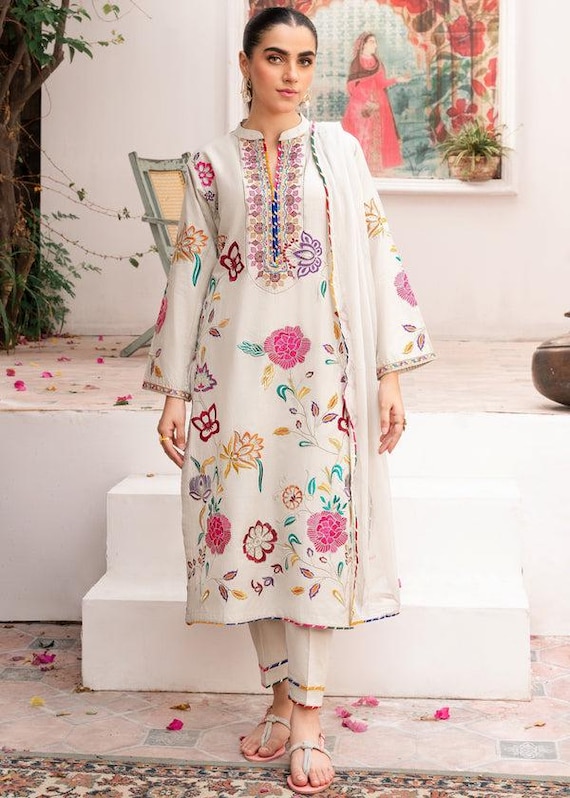 sachin and babi light blue dress stitched Embroidered Lawn Suit with Chiffon Dupatta main image 0