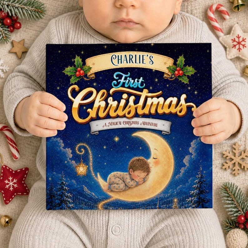 Personalized Baby First Christmas Book, Custom Name Christmas Story ...