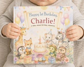 Personalized First Birthday Book, Custom Baby Name Storybook, 1st Birthday Keepsake Gift, Gift From Grandma Aunt Godmom, Boys Girls