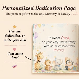 Personalized First Birthday Book, Custom Baby Name Storybook, 1st Birthday Keepsake Gift, Gift From Grandma Aunt Godmom, Boys Girls image 3
