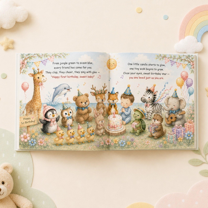 Personalized First Birthday Book, Custom Baby Name Storybook, 1st Birthday Keepsake Gift, Gift From Grandma Aunt Godmom, Boys Girls Baby boy