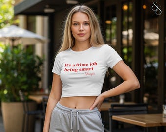 Minimal Custom Crop Top  Personalized Aesthetic Tee, Custom Embossed Text Option, Women’s Crop, Bridesmaid Party Shirt, Everyday Cute Outfit