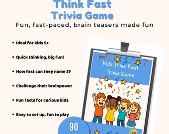 Kids Trivia Game: Think Fast! Printable Quiz Cards (PDF Download)