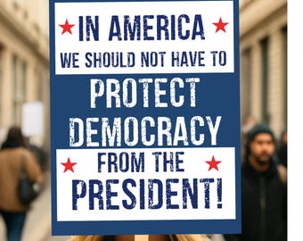 No Kings Protest Sign, Protect Democracy, Anti Trump Sign, Political Activist Poster, Rally Sign, Resist Fascism Protest Poster Sign