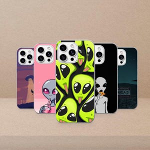 Alien Phone Case UFO Alien Aesthetic Cover For iPhone 17Pro, 16, 15, 14, 13, Samsung S26, S25, S24, S23Fe, S22, A16, A26, A56, Pixel 10,9Pro