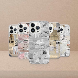 Étui pour téléphone journal, vintage, pour iPhone 17Pro, 16, 15, 14, 13, 12, Samsung S25, S24, S23Fe, S22, A16, A26, A56, Pixel 10, 9Pro
