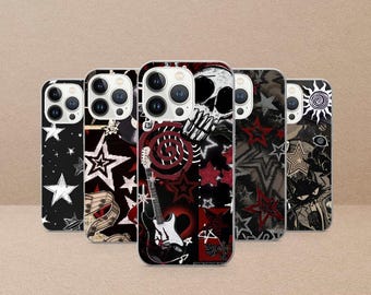 Capa Grunge Star Y2K Emo para iPhone 17 Pro, 16, 15, 14, 13, 12, Samsung S26, S25, S24, S23Fe, S22, A16, A26, A56, Pixel 10, 9 Pro