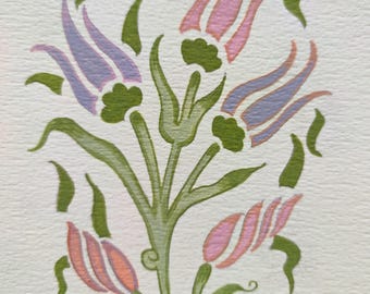 Złote oświetlenie, islamski wzór, sztuka tulipana, turecki Tezhip, cyfrowe pobieranie, drukowany projekt ozdoby osmańskiej