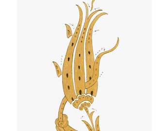 Złote podświetlenie, islamski wzór, ręcznie malowany turecki Tezhip, cyfrowa wersja do pobrania, do wydrukowania, ozdoba osmańska