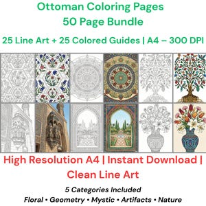 Ramadan Gift Islamic Pattern Coloring Ottoman Art Procreate Pages Geometric Floral Adult Printable Set