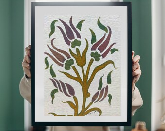 Złoty iluminowany wzór islamski, tradycyjny turecki Tezhip, cyfrowy zestaw do samodzielnego wykonania rysunków