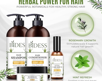 Rosemary Mint Hair Care Set: Shampoo, Conditioner, Mask & Serum