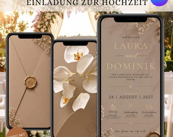 Carte d'invitation animée | Invitation de mariage numérique | Modèle Canva | Modifiable | Téléchargement instantané | AE001