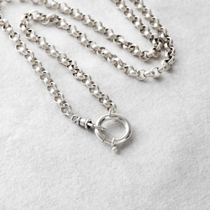 Collana con ciondolo Belcher Link in argento sterling 925, catena Rolo unisex, idea regalo.