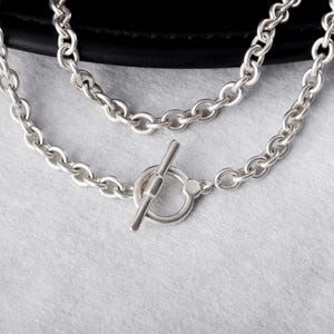 Toggle Necklace Solid 925 Sterling Silver, Chunky Cable Link Chain 3mm 4mm 4.5mm 5.5mm