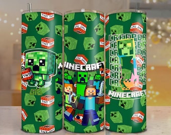 Confezione da 2 involucri per bicchieri Pixel Game – Design da gioco in stile blocco, PNG digitale per bicchieri dritti e sottili da 20 once