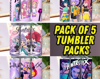 Pack d'emballages pour gobelets Kpop Girl Group | Idol Designs, Sublimation PNG (téléchargement instantané)