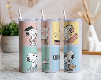 Emballage de gobelet pour chien Hobbies de dessin animé | Artiste, écrivain, musique, photo (Téléchargement numérique PNG)