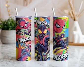 Emballage de gobelet style bande dessinée Web Hero PNG en téléchargement numérique Sublimation 20 oz, mince, droit et conique, super-héros action gobelet Wrap