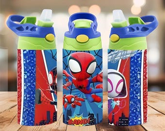 Emballage pour gobelet Web Hero Kids 12 oz PNG | escouade de super-héros masqués de bande dessinée | Châle fin sublimation | Téléchargement numérique