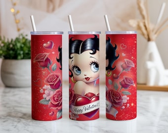 Gobelet d'emballage vintage Pin Up pour la Saint-Valentin PNG |  20 oz droits et coniques | Enveloppement de sublimation | Téléchargement instantané